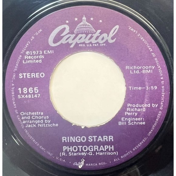 Ringo Starr Photograph / Down and Out 45 Rock Capitol 1865 - Picture 1 of 6